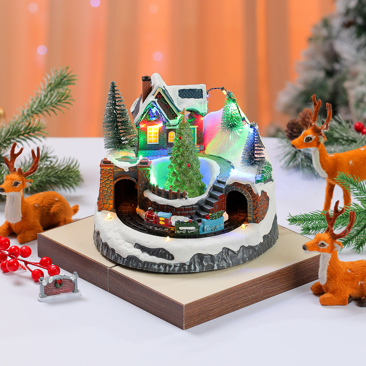 LED Light-Up Christmas Village Display Yeouu
