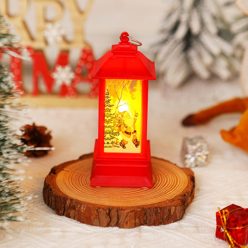 Nostalgic LED Christmas lantern with movable Santa motif Yeouu