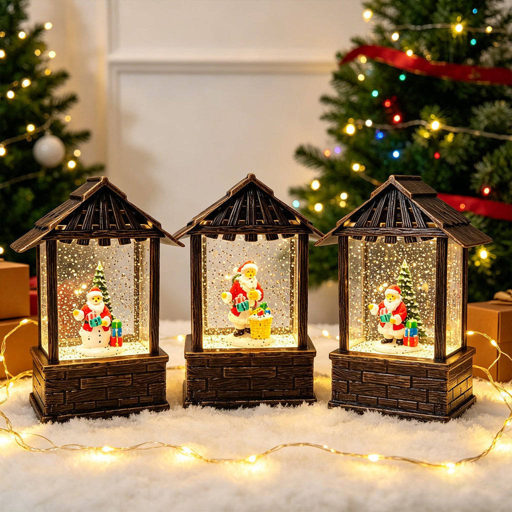 Christmas lantern with snow globe and LED lighting Yeouu