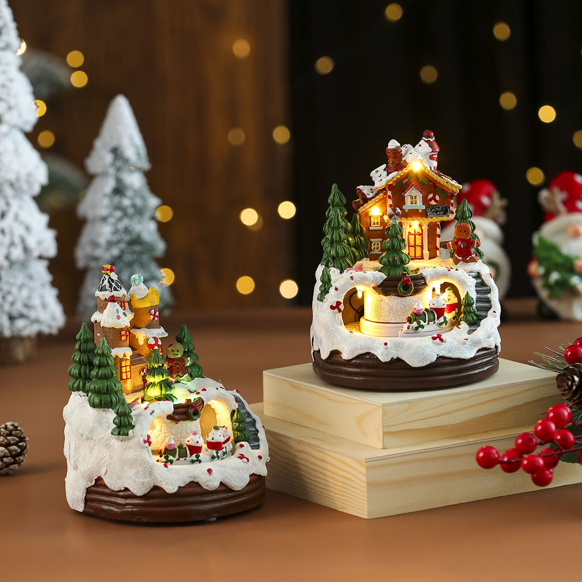 Decorative LED Christmas Village Figurine Yeouu