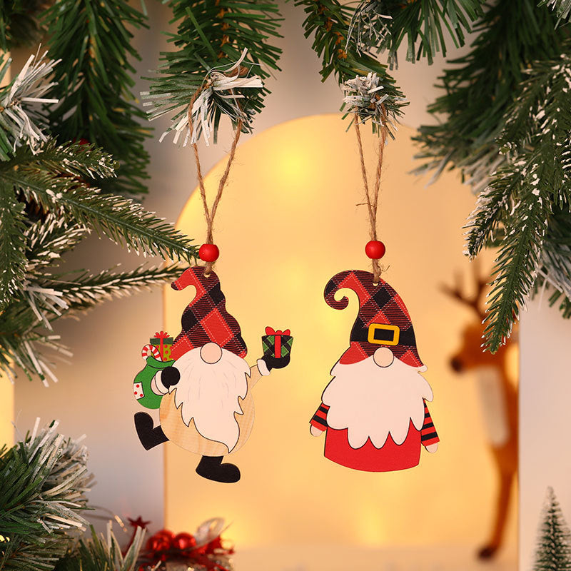 Wooden Christmas Gnome Ornament Yeouu