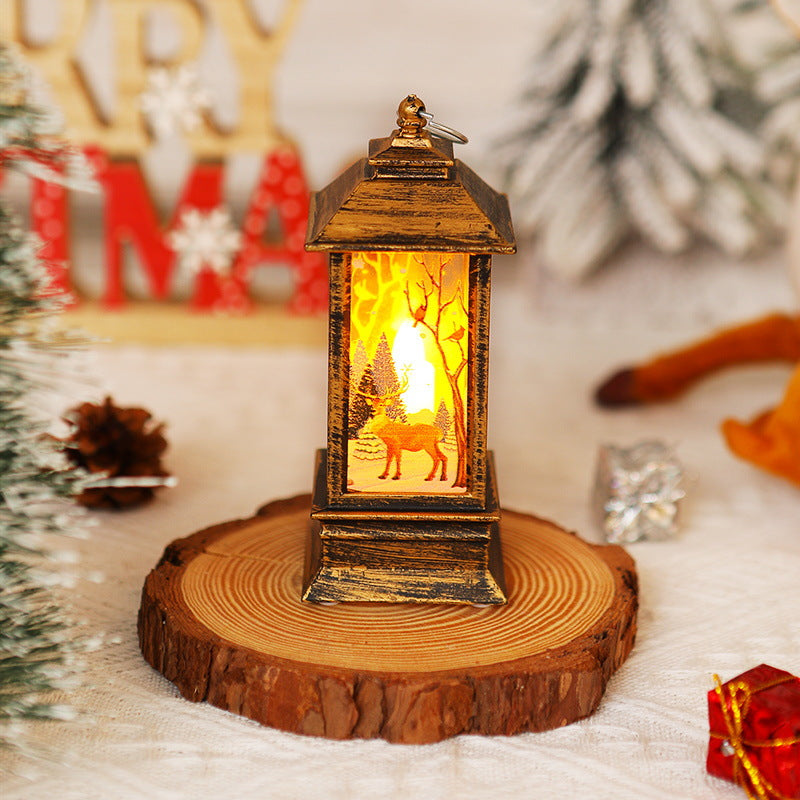 Nostalgic LED Christmas lantern with movable Santa motif Yeouu