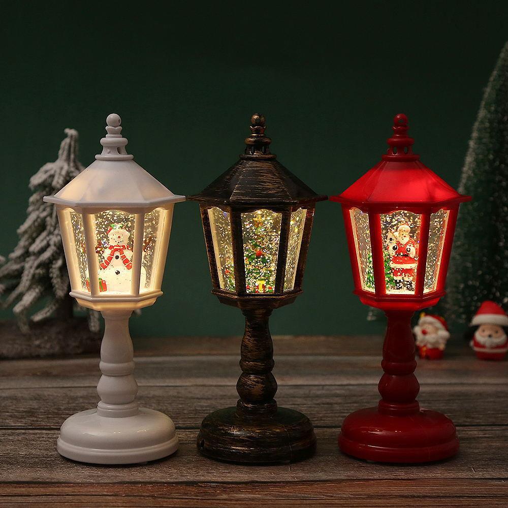 Nostalgic Christmas lantern with moving Santa scene Yeouu