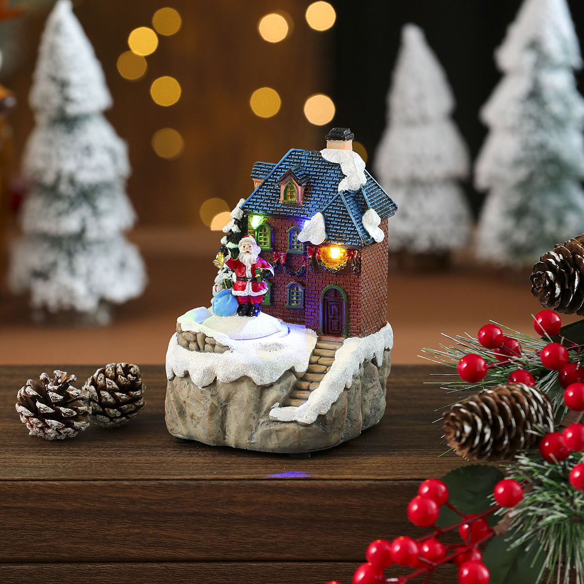 LED Illuminated Christmas Village House Decoration Yeouu