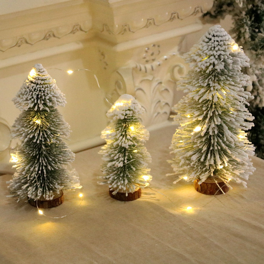 Miniature Snow-Covered Christmas Tree Decoration Yeouu