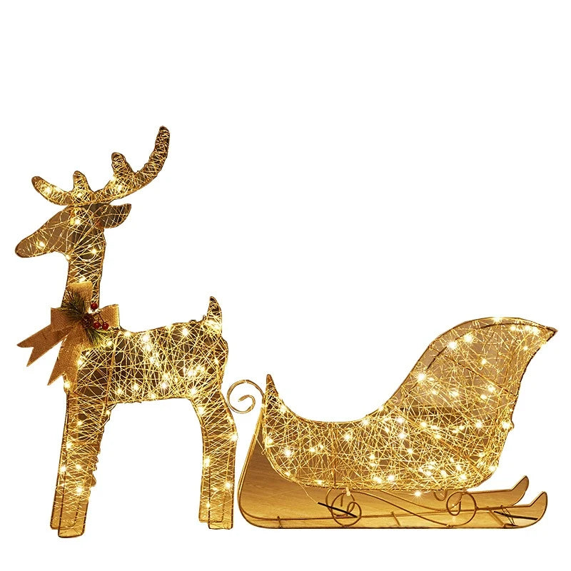 Christmas Glowing Iron Art Deer Sleigh Ornament
