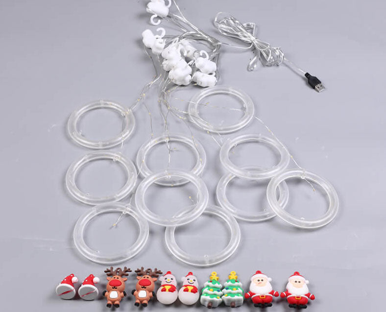 Yeouu | Christmas Circle Doll Hanging Decoration 10 LED USB String Lights