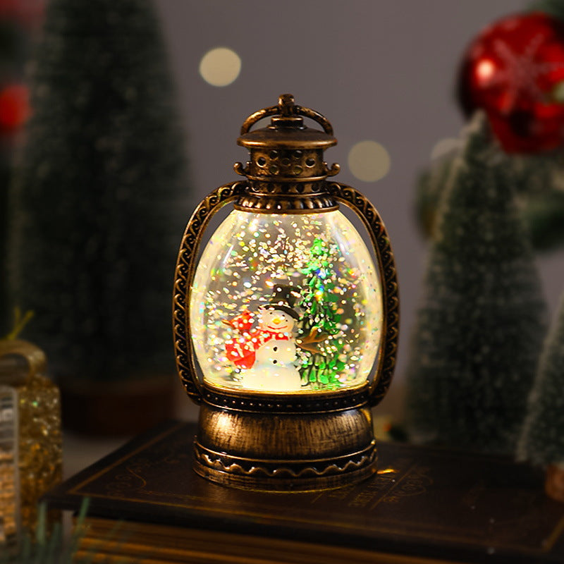Nostalgic Christmas lantern with snowman scene Yeouu