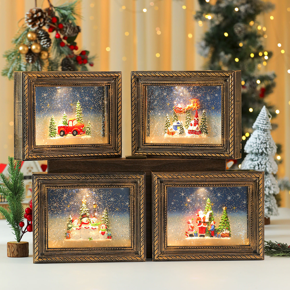Illuminated Christmas Scene Figurine Yeouu