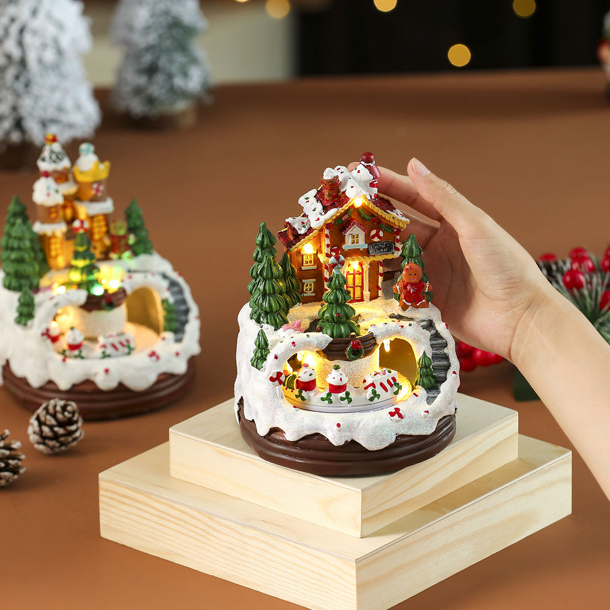Decorative LED Christmas Village Figurine Yeouu