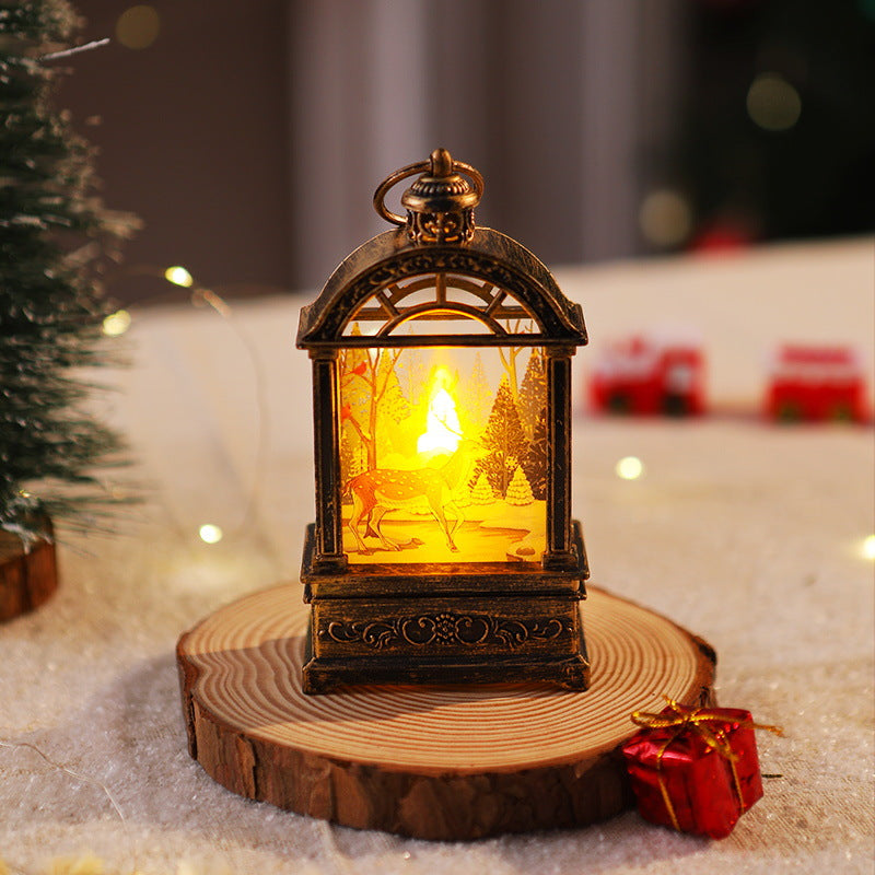 Decorative Christmas lantern with nostalgic Santa motif Yeouu