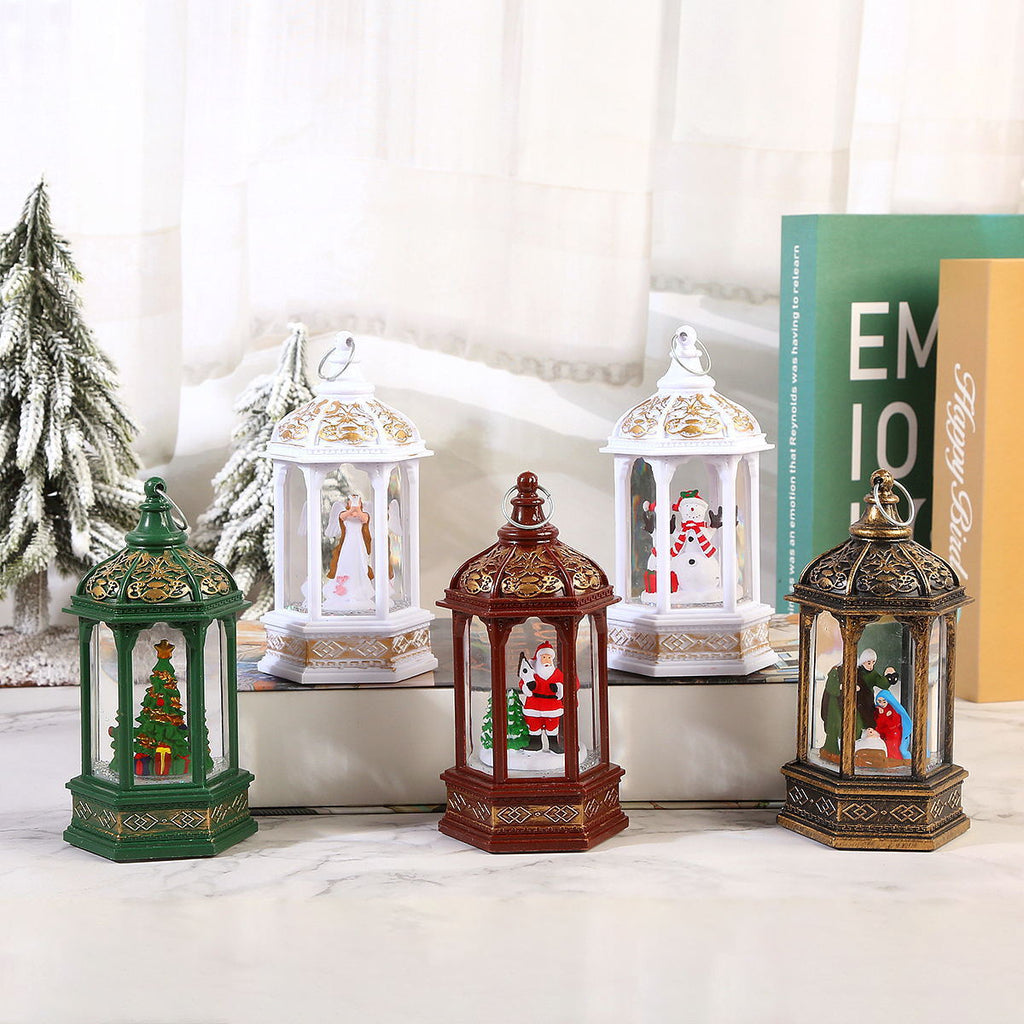 Nostalgic Christmas lantern with moving Santa Claus Yeouu
