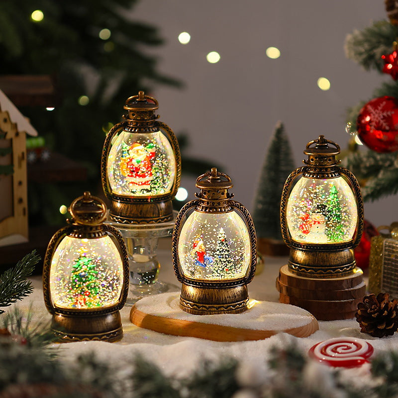 Nostalgic Christmas lantern with snowman scene Yeouu