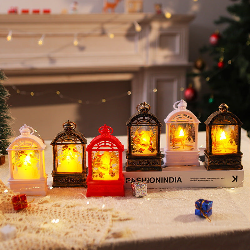 Decorative Christmas lantern with nostalgic Santa motif Yeouu