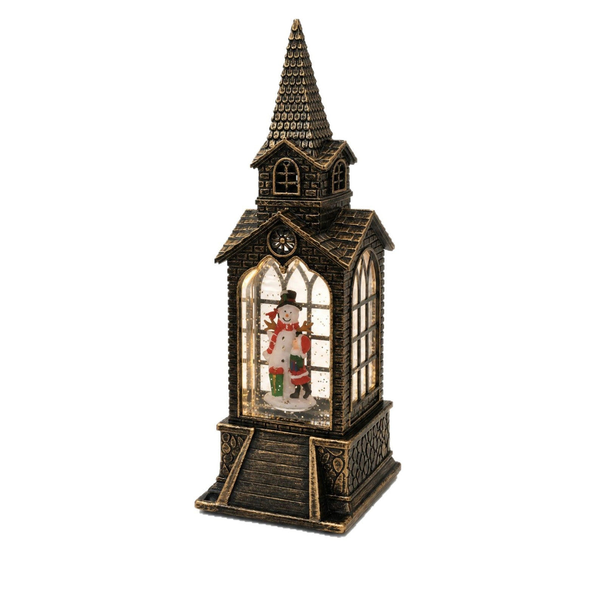 Nostalgic Christmas lantern with illuminated snowman scene Yeouu