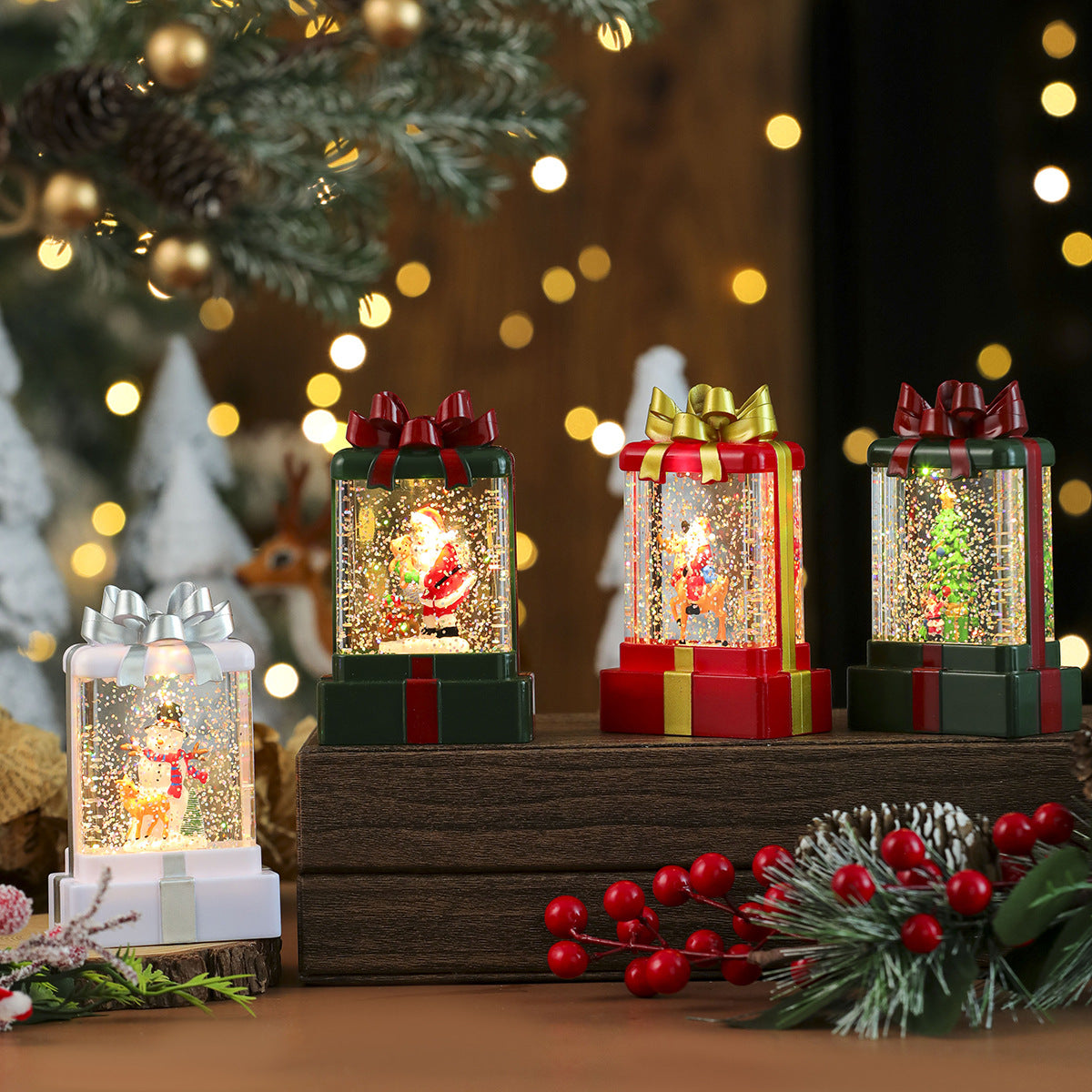 LED Snow Globe Santa Decoration Yeouu