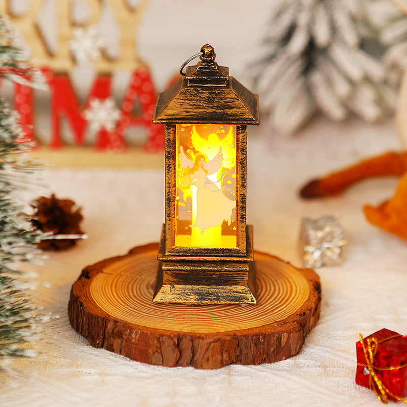 Nostalgic LED Christmas lantern with movable Santa motif Yeouu