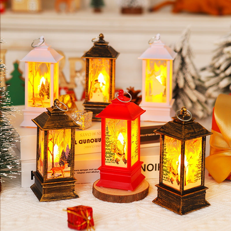 Nostalgic LED Christmas lantern with movable Santa motif Yeouu