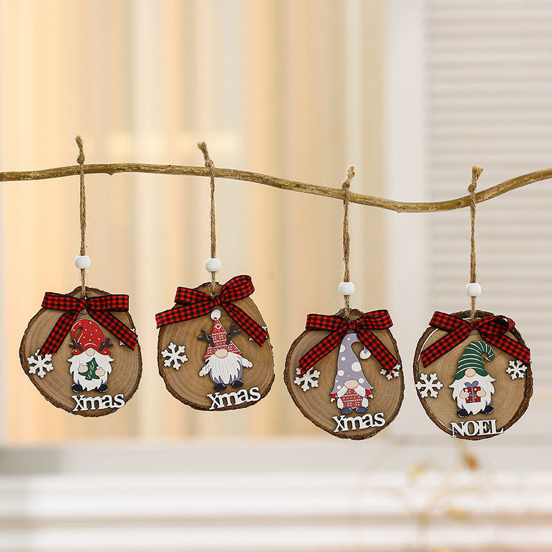 Wooden Holiday Gnome Ornament Yeouu