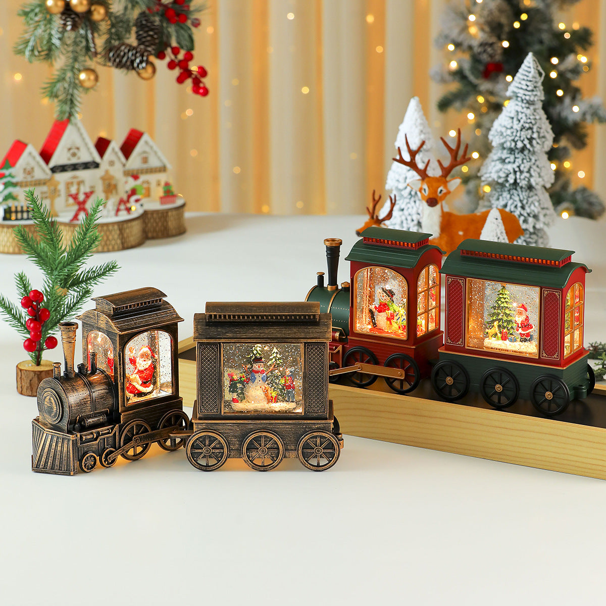 Decorative LED Christmas Train Figurine Yeouu
