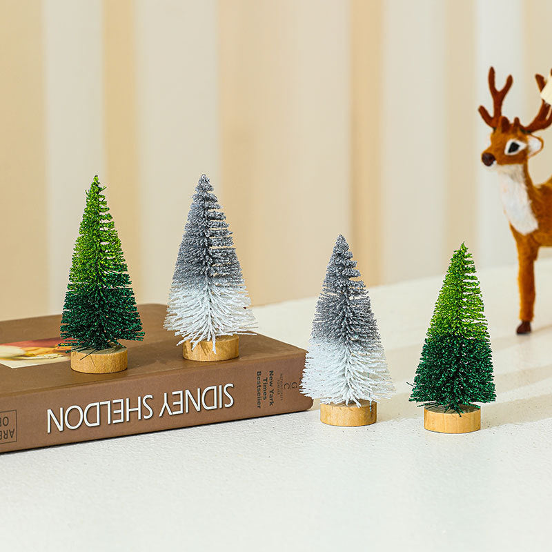 Miniature Christmas Tree Figurines Set Yeouu