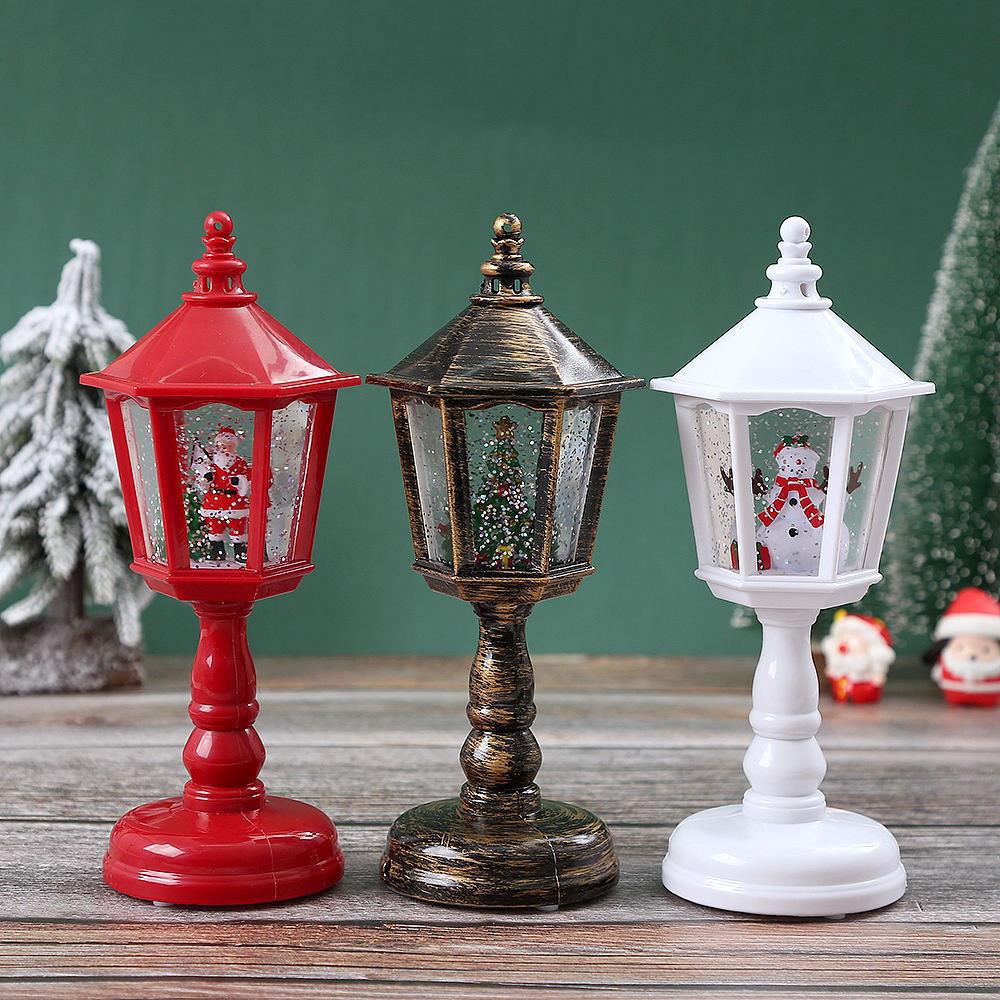 Nostalgic Christmas lantern with moving Santa scene Yeouu