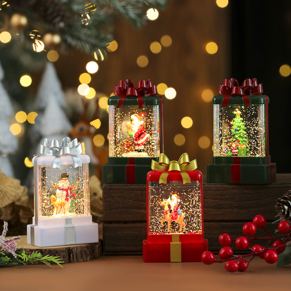 LED Snow Globe Santa Decoration Yeouu