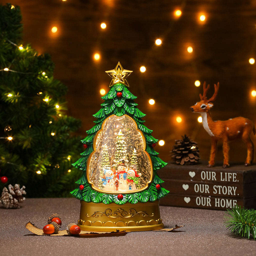 LED Christmas Tree Snow Globe Decoration Yeouu