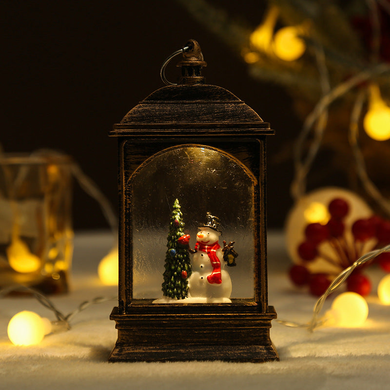 Nostalgic Snowman Lantern with Glitter Effects Yeouu