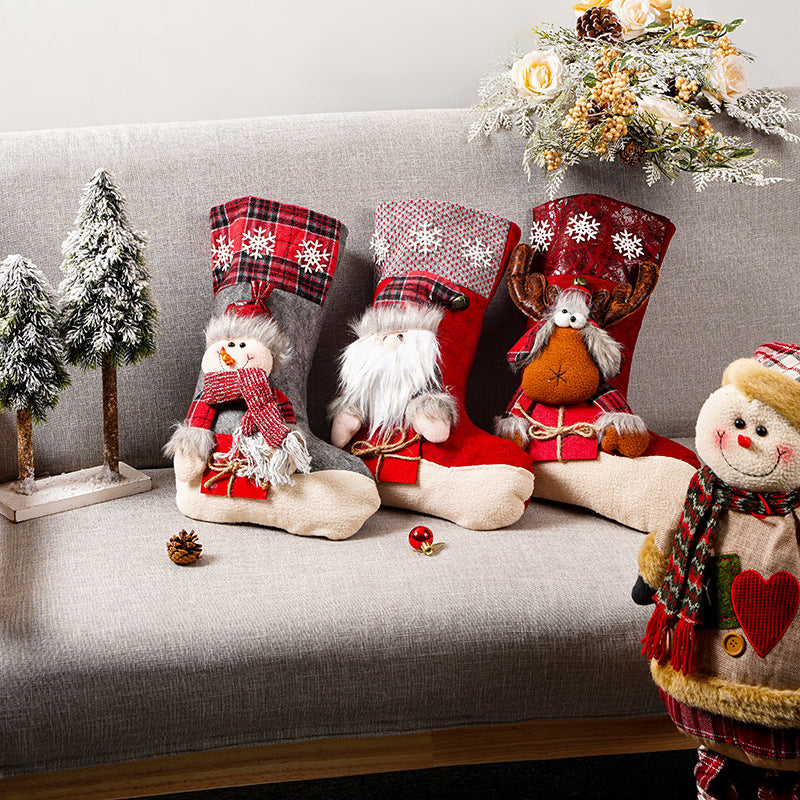 Festive Christmas stocking with reindeer motif Yeouu