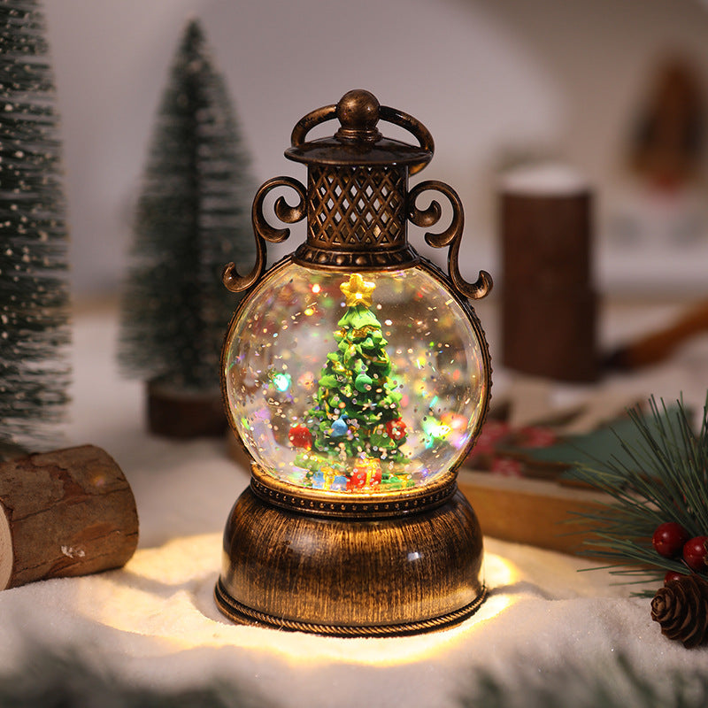 Nostalgic Christmas lantern with movable snowman scene Yeouu