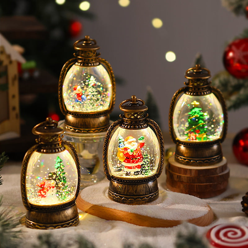 Nostalgic Christmas lantern with snowman scene Yeouu