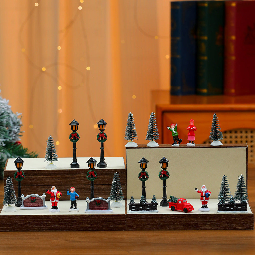 Miniature Christmas Scene Figurine Set Yeouu