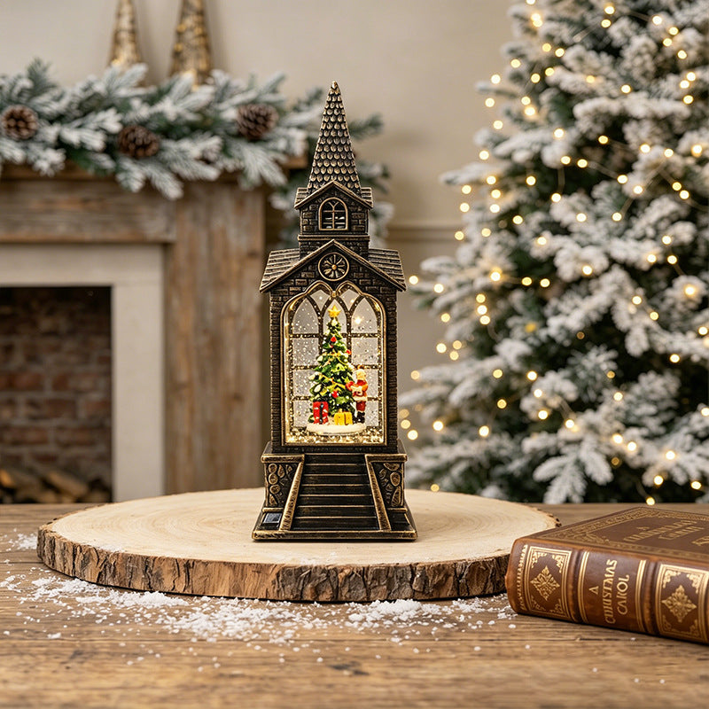 Nostalgic Christmas lantern with illuminated snowman scene Yeouu