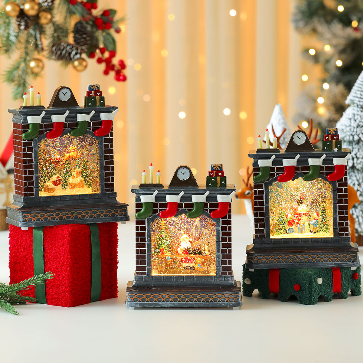 LED Illuminated Christmas Fireplace Decoration Yeouu