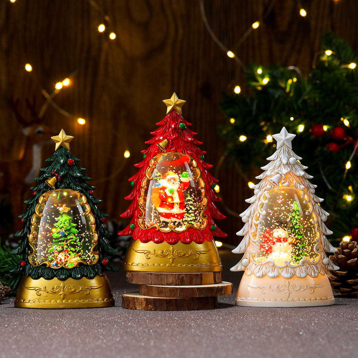 LED Illuminated Holiday Snow Globe Decoration Yeouu