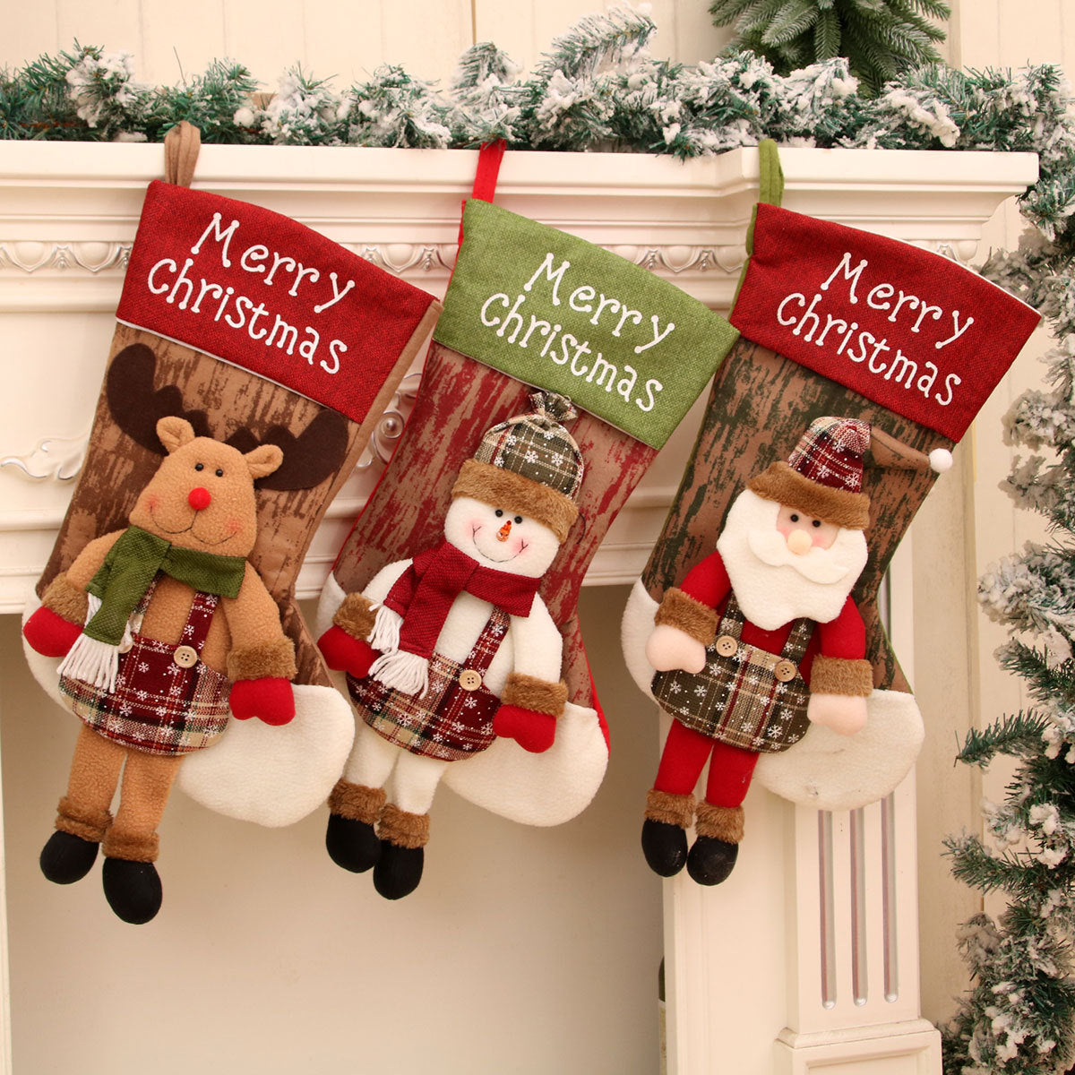 Plush Reindeer Christmas Stocking Yeouu