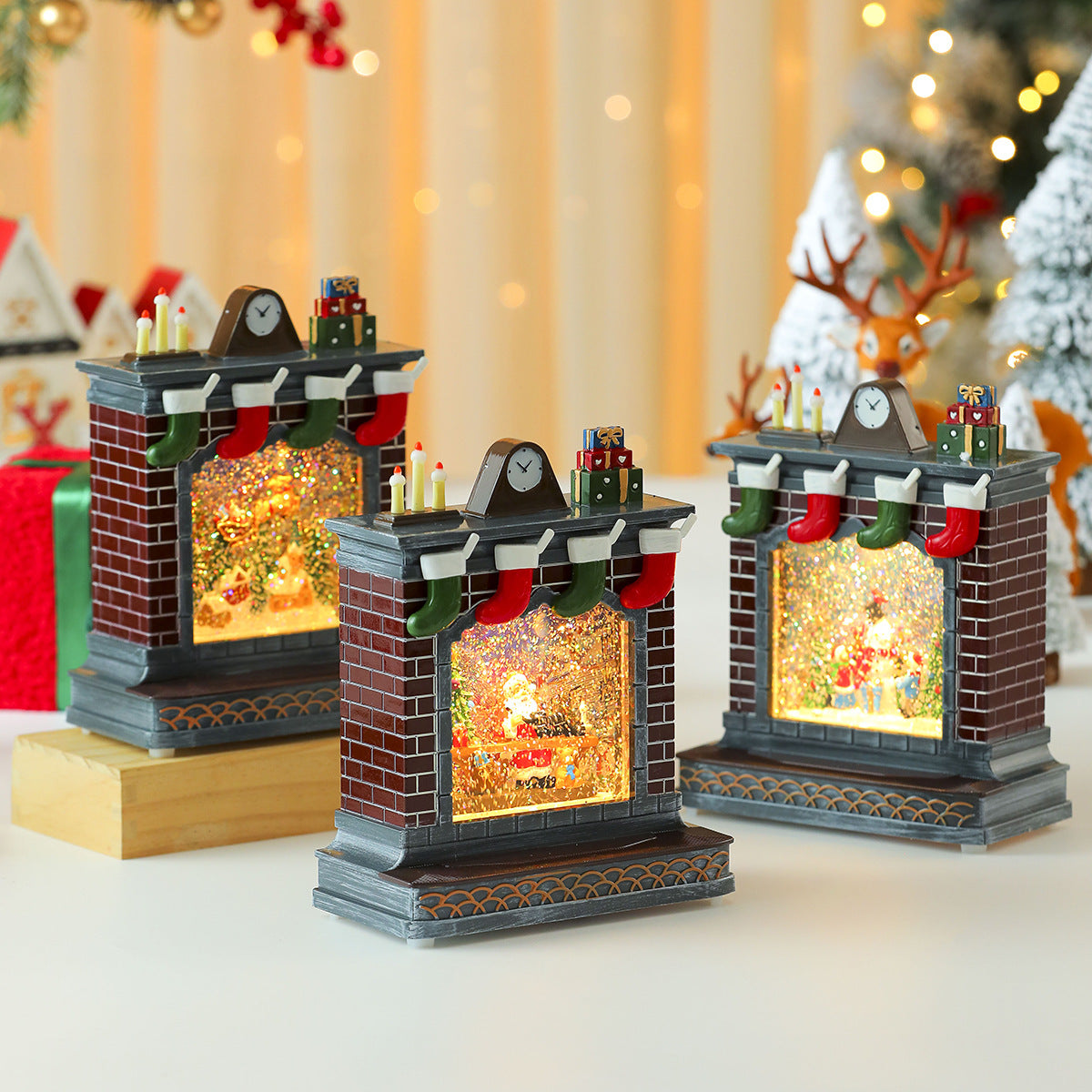 LED Illuminated Christmas Fireplace Decoration Yeouu