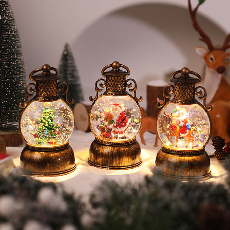 Nostalgic Christmas lantern with movable snowman scene Yeouu