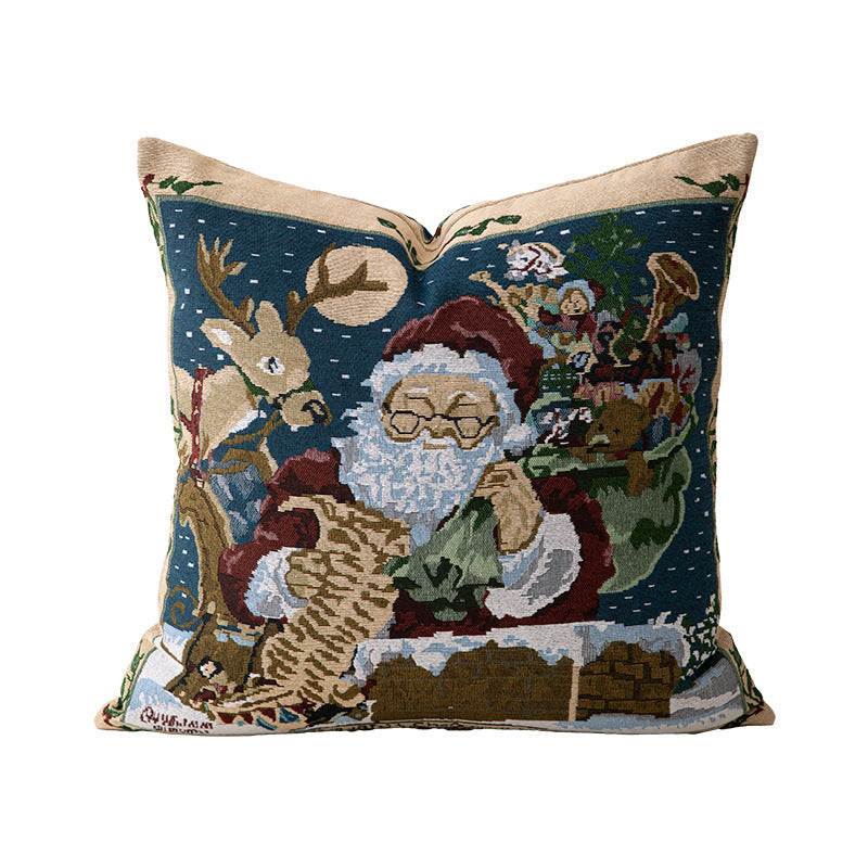Christmas tapestry cushion cover with Santa motif and tapestry-like weave structure Yeouu