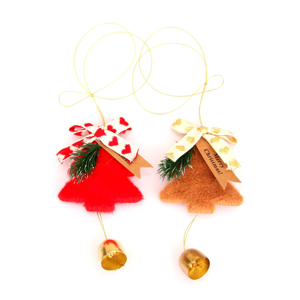 Festive Christmas Tree Ornament with Bell Yeouu