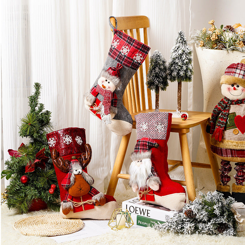 Festive Christmas stocking with reindeer motif Yeouu
