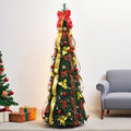 Slim Predecorated Tabletop Artificial Christmas Tree With Ribbon And Ornament Accents