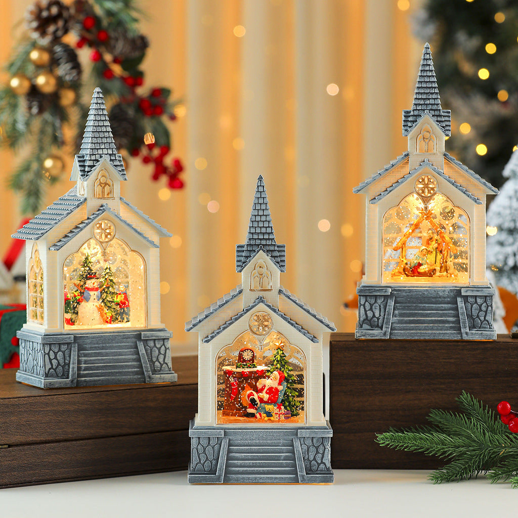 Illuminated Christmas Village Scene Decoration Yeouu