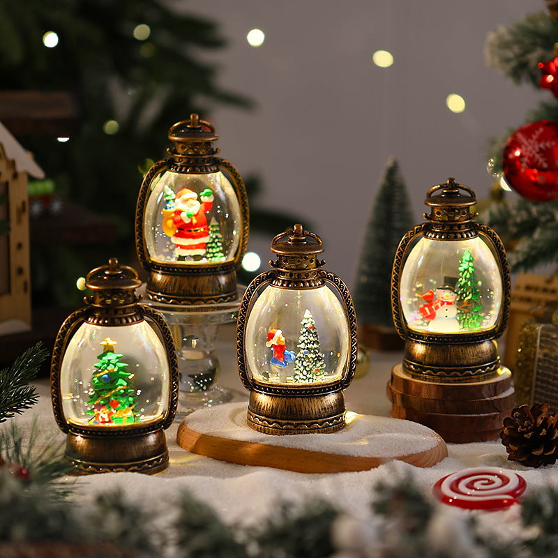 Nostalgic Christmas lantern with snowman scene Yeouu