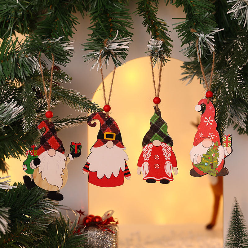 Wooden Christmas Gnome Ornament Yeouu