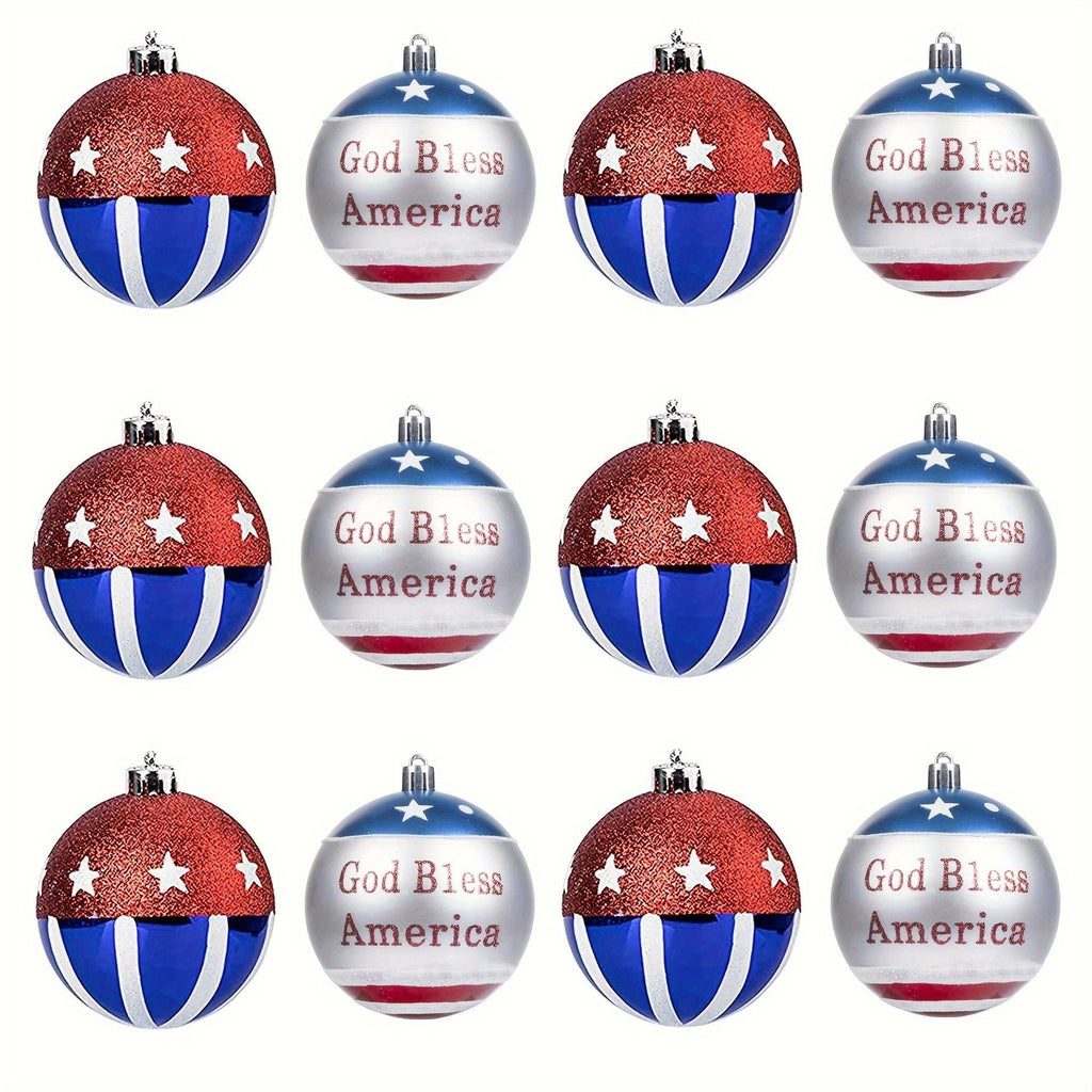 Unisex nan patriotic glass Christmas bauble set with glitter effect and inscription Yeouu