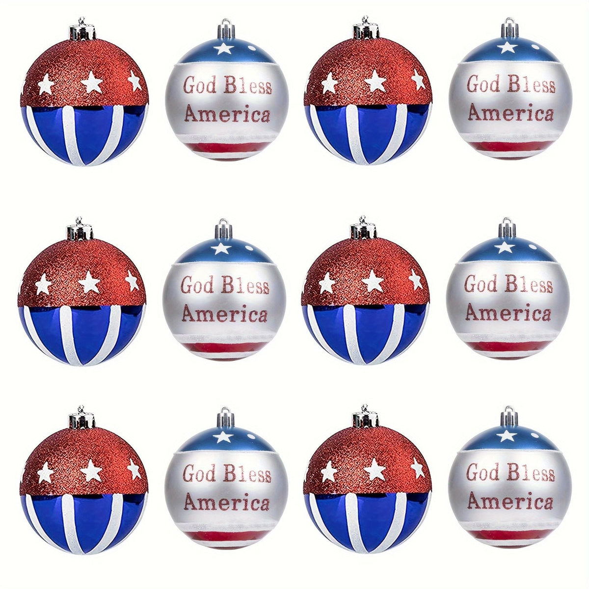 Unisex nan patriotic glass Christmas bauble set with glitter effect and inscription Yeouu