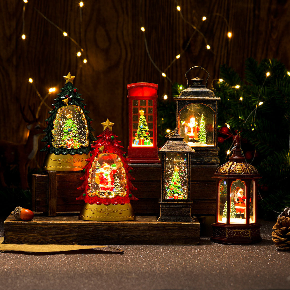 Decorative Light-Up Christmas Telephone Box Yeouu