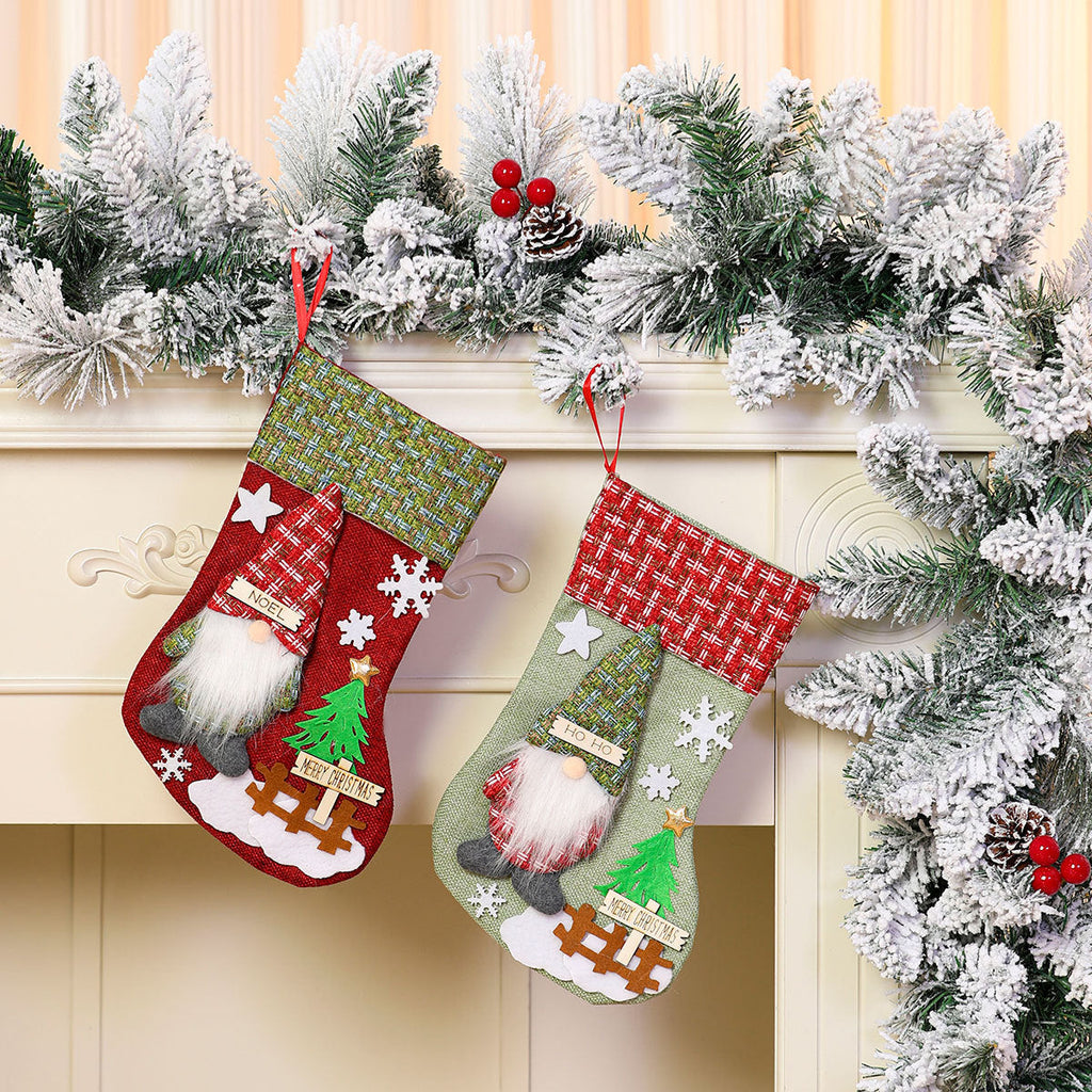Decorative Holiday Gnome Stocking Yeouu